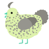 A apple and ash chicken with a speckle pattern