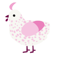 (unnamed), a white and pink chicken with a speckle pattern