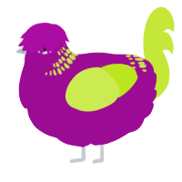 A plum and lime chicken with a neck-band pattern