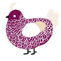 A wine and cream chicken with a double-lace pattern