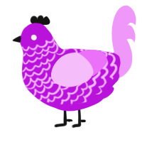 A amethyst and lavender chicken with a lace pattern