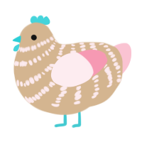 (unnamed), a beige and rose chicken with a bar pattern