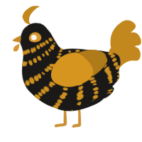 A sable and ochre chicken with a bar pattern