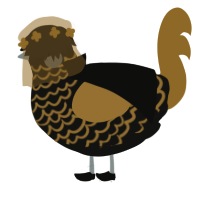 Sonorance, a sable and gold chicken with a lace pattern