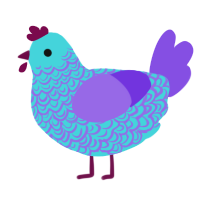 A aqua and blurple chicken with a double-lace pattern