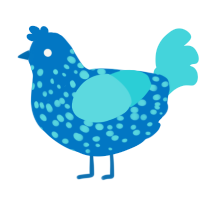 Blue Screen of Death, a sapphire and aqua chicken with a speckle pattern