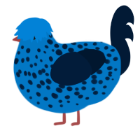 A sapphire and tumblr chicken with a speckle pattern