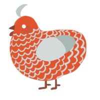 A vermilion and silver chicken with a lace pattern