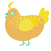 A honey and yellow chicken with a half-lace pattern