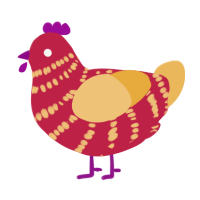 A crimson and honey chicken with a bar pattern
