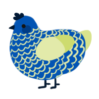 A ultramarine and lemon chicken with a lace pattern
