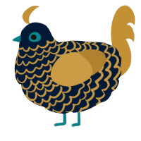 A tumblr and gold chicken with a lace pattern
