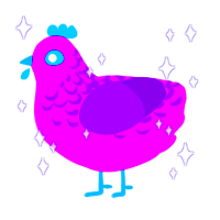 A amethyst and violet chicken with a half-lace pattern