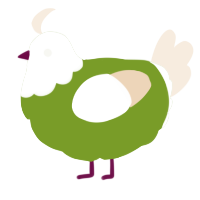 A chartreuse and cream chicken with a head pattern