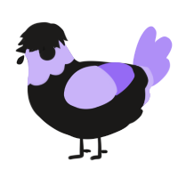 A sable and lilac chicken with a head pattern