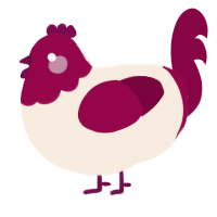 A cream and maroon chicken with a head pattern