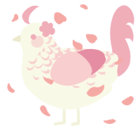 A white and pink chicken with a half-lace pattern