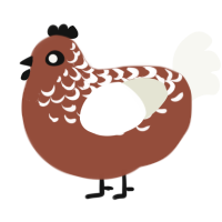 Chocolate Mousse, a russet and white chicken with a half-lace pattern