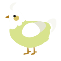 A lemon and white chicken with a head pattern