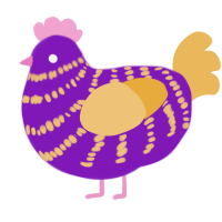 A violet and honey chicken with a bar pattern