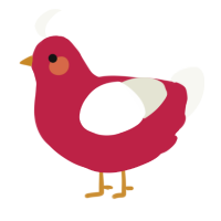 A crimson and white chicken