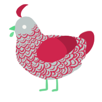 Xmas Swirled Cookie, a silver and crimson chicken with a double-lace pattern
