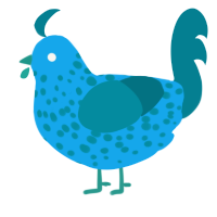 A sky and sea chicken with a speckle pattern