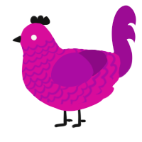 A fuchsia and plum chicken with a lace pattern