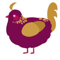 cotlet, a wine and gold chicken with a neck-speckle pattern