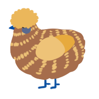 A brown and honey chicken with a bar pattern