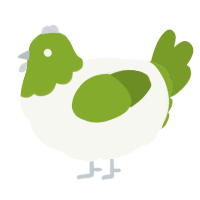 A white and chartreuse chicken with a head pattern