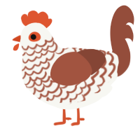 A white and russet chicken with a lace pattern