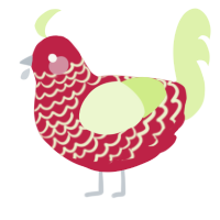 Happy New Year, a crimson and apple chicken with a lace pattern