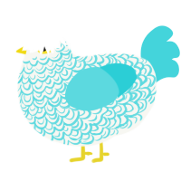 Seabreeze, a white and aqua chicken with a double-lace pattern
