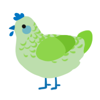 A gluppy and grass chicken with a half-lace pattern