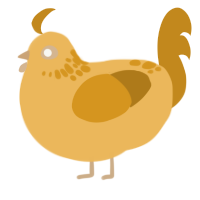 A honey and ochre chicken with a neck-speckle pattern