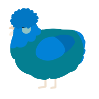 A sea and sapphire chicken with a head pattern