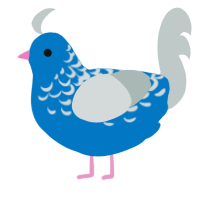 Trans Pacific, a sapphire and silver chicken with a half-lace pattern