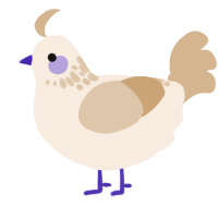A cream and beige chicken with a neck-speckle pattern