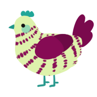 A apple and wine chicken with a bar pattern