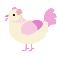 A cream and lavender chicken with a neck-speckle pattern