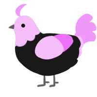 A sable and lavender chicken with a head pattern