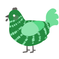 Jelly Bean, a viridian and spring chicken with a bar pattern