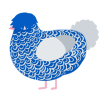 A ultramarine and mist chicken with a double-lace pattern