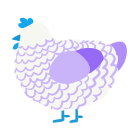 A white and lilac chicken with a lace pattern