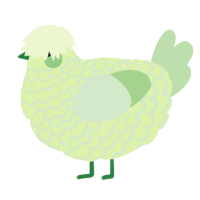 A apple and gluppy chicken with a lace pattern