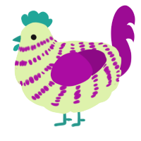 A apple and plum chicken with a bar pattern