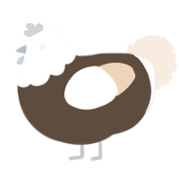 A bark and cream chicken with a head pattern