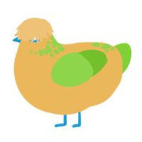 A honey and grass chicken with a neck-speckle pattern