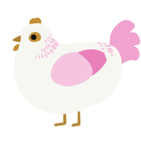 A white and pink chicken with a neck-band pattern